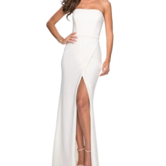 La Femme Dresses & Skirts - 1300 NWOT La Femme ( Lafemme) dCross Back Strapless Jersey Evening Dress 4